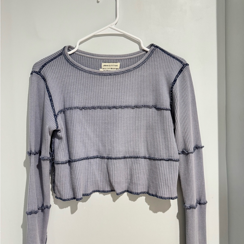 Urban Outfitters Gray Ribbed Crop Sweatshirt